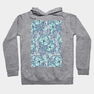 Teal Magnolias – a hand drawn pattern Hoodie